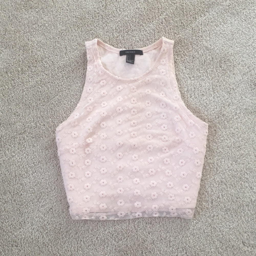 Pink embroidered tank top